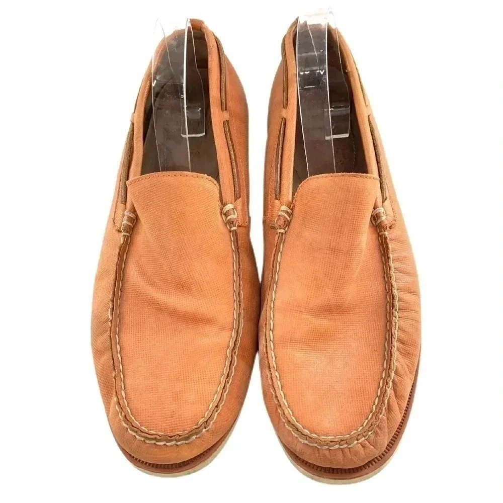 Polo mens flats size 11 Blackley orange leather 90s vintage preppy boat shoes